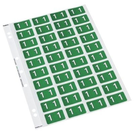CODAFILE LABEL NUMERIC 1 25MM PACK 5 SHEETS