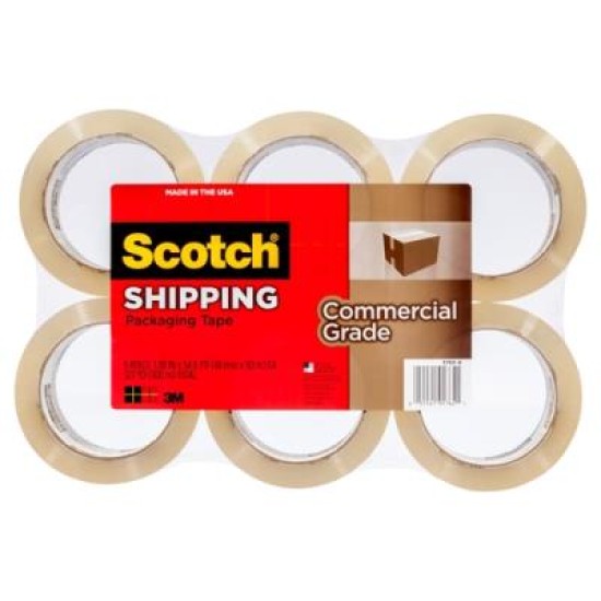 Scotch Shipping Tape 3750-6 48mmx50m Clear, Pack of 6
