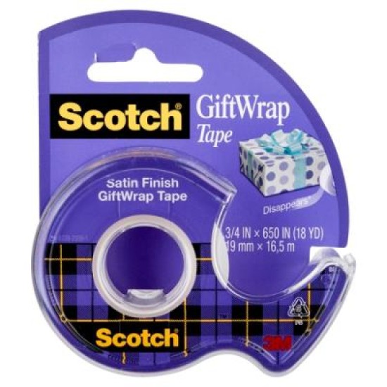 Scotch Gift Wrap Tape 15 19mm x 16.5m on dispenser