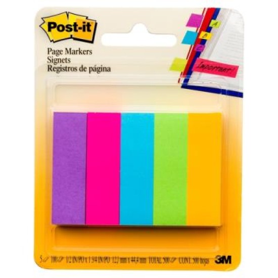 Post-it Pagemarkers 670-5AU Jaipur - Purple  Pink  Yellow  15mm x 50mm