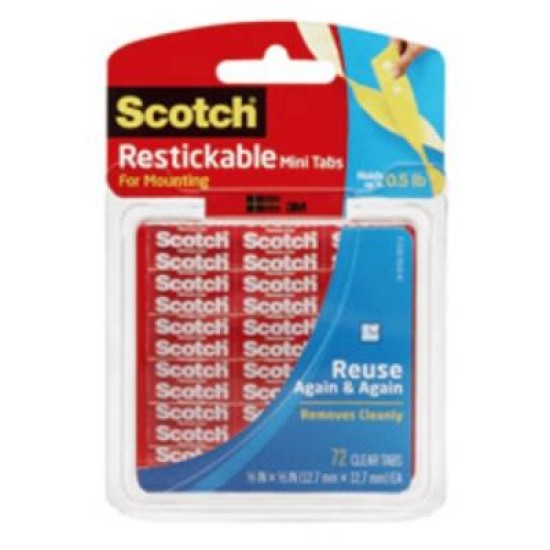 Scotch Restickable Mounting Tabs R103 13x13mm, Pack of 72