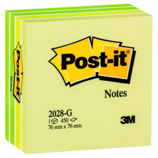 Post-it Notes Memo Cube 2028-G Green 76x76mm 450 sheet cube