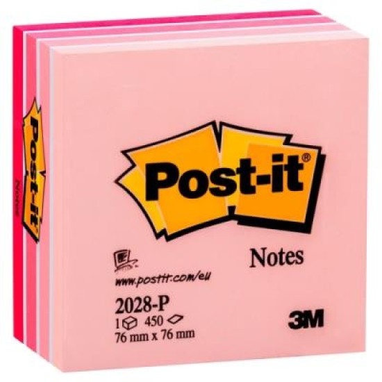 Post-it Notes Memo Cube 2028-P Pink 76x76mm 450 sheet cube