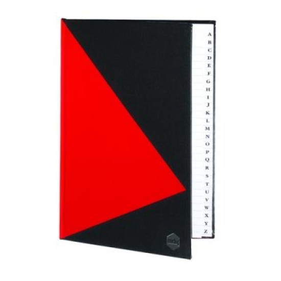 NOTEBOOK RED & BLACK A5 W/ INDEX 200PGS