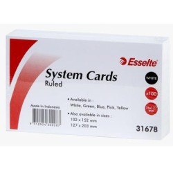 ESSELTE SYS CARDS 127X76MM(5X3)WHT PK100