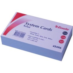 ESSELTE SYS CARDS 127X76MM(5X3)BLU PK100