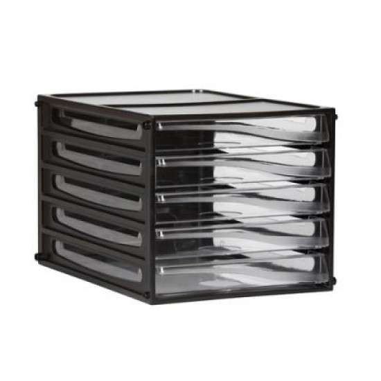 ESSELTE FILING DRAWERS BLK/CLR 5 DRAWERS