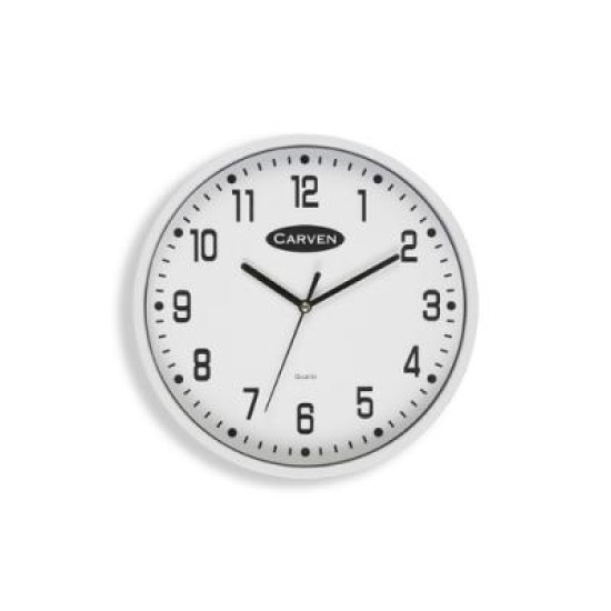 CARVEN WALL CLOCK 225MM WHITE FRAME