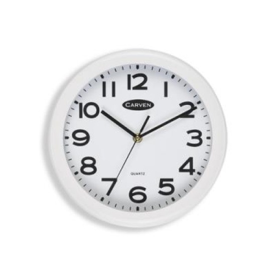 CARVEN WALL CLOCK 250MM WHITE FRAME