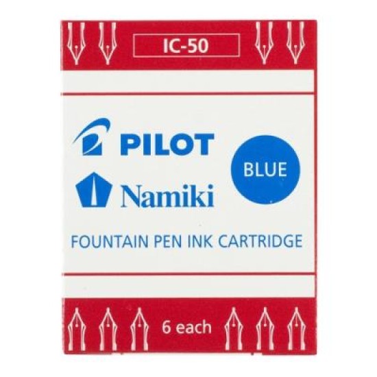 Pilot Fountain Pen Ink Cartridge Blue, Pack of 6 (IC-50-L)