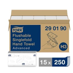 Tork Flushable Singlefold Hand Towel Advanced Folded White 115 x 230 (Folded) mm 290190
