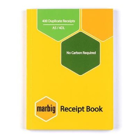 MARBIG RECEIPT BOOK A5 4-UP 400R DUPLICATE