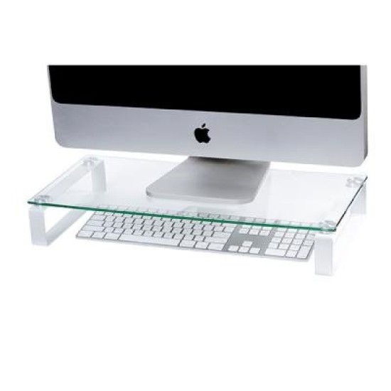 ESSELTE MONITOR STAND 60CM GLASS WH LEGS
