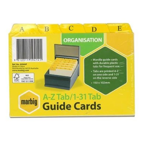 GUIDE CARD A-Z/1-31 6X4 YELLOW