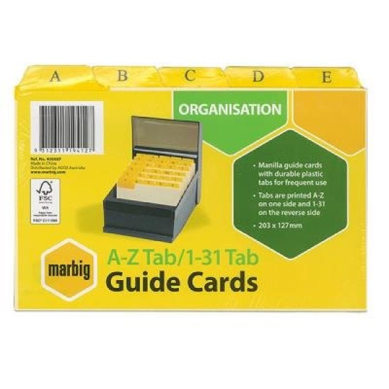 GUIDE CARD A-Z/1-31 8X5 YELLOW