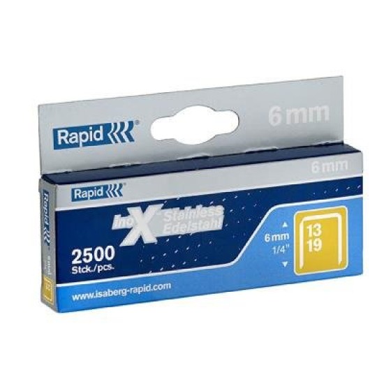 RAPID STAINLESS STEEL STAPLES 13/6SS 6MM