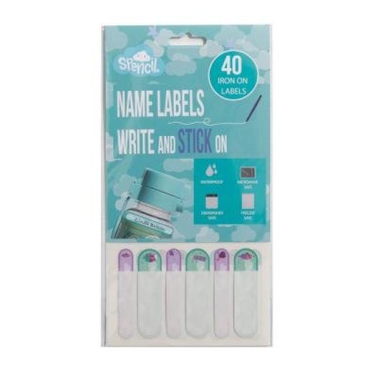 Spencil Write and Stick On Name Labels 40pk Blue