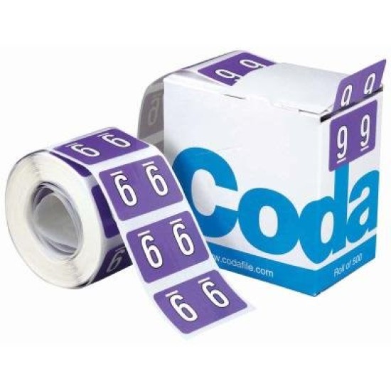 Codafile Label Numeric 9 25mm Roll 500