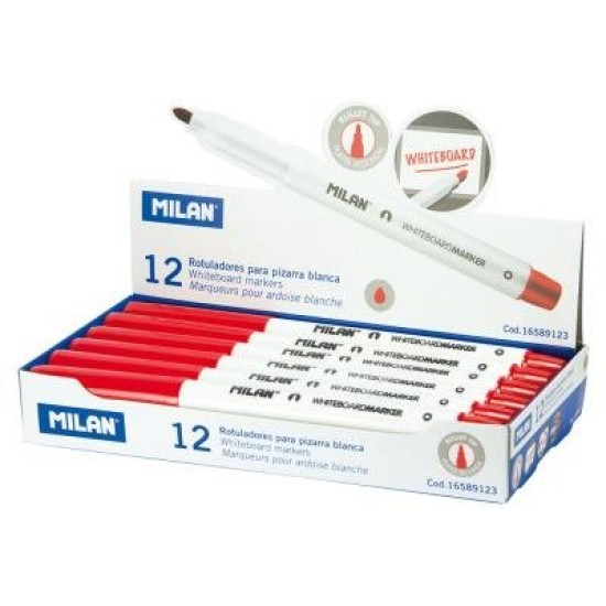 Milan Whiteboard Markers Fine Bullet Tip 3.7mm Red