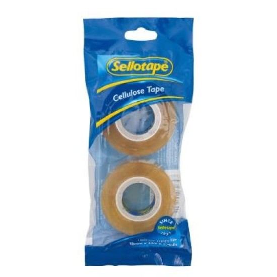 Sellotape 3274 Cellulose 2-Pack 18mmx33m