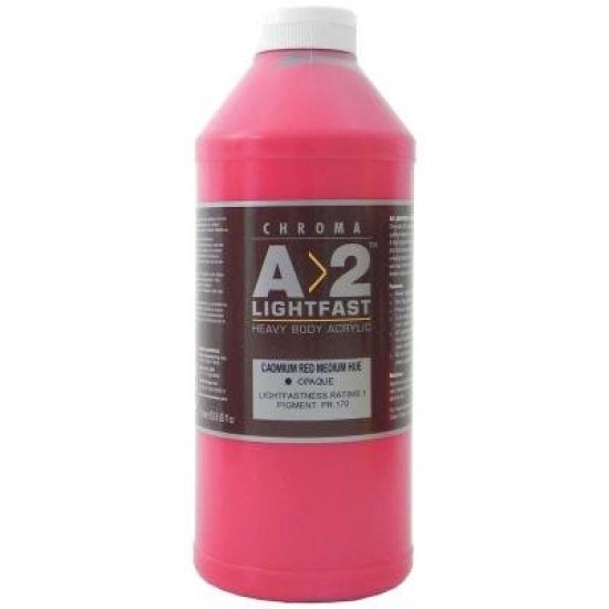 A2 Lightfast Heavybody Acrylic 1 Litre Cadmium Medium Red