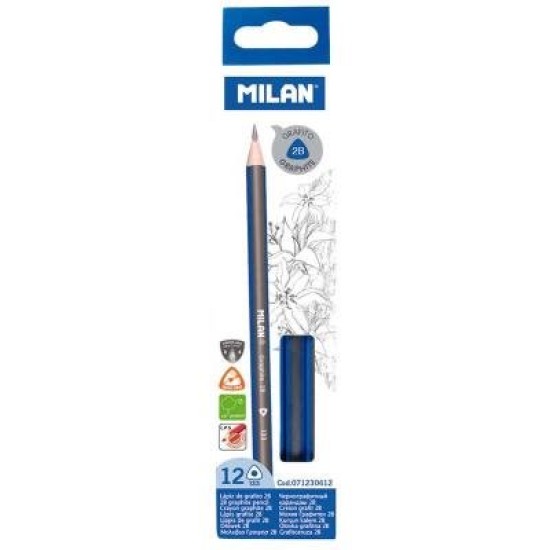 Milan Graphite Pencils HB With Eraser Pack 12 Triangular