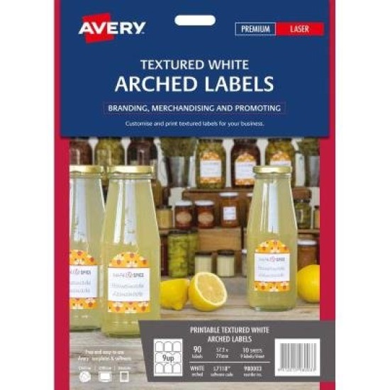 Avery Arched Textured Labels 10 Sheets 9 Up White