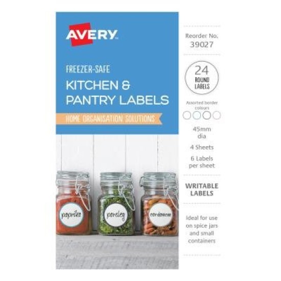 Avery Assorted Freezer Labels A6 Circle 45mm Diam 4 pk