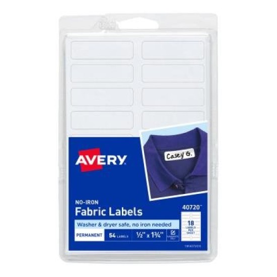 Avery No Iron Fabric Labels - A6 45x13mm 18up 54 pk