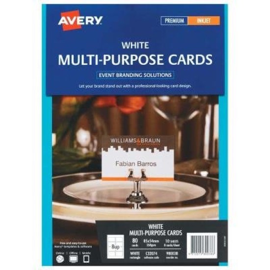 Avery Cards C32074 Multi Purpose Ds 8up 10 Sheets Inkjet