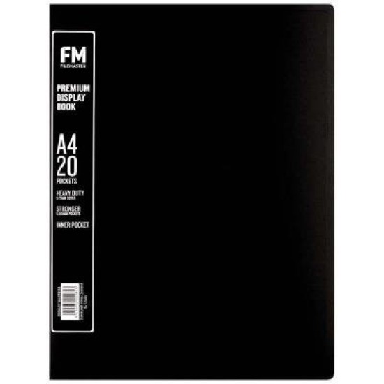 FM A4 Premium Display Book 20 Pocket Black
