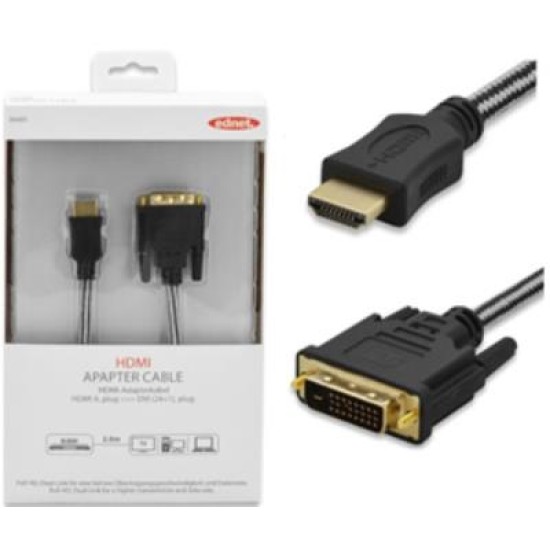 Ednet HDMI Type A (M) to DVI-D (M) 2m Monitor Cable