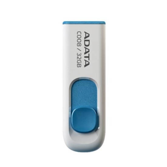 ADATA C008 Retractable USB 2.0 32GB White/Blue Flash Drive