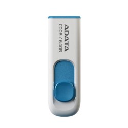 ADATA C008 Retractable USB 2.0 64GB White/Blue Flash Drive