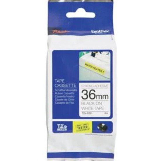 Brother TZe-S261 36mm x 8m Extra Strength Black on White Tape