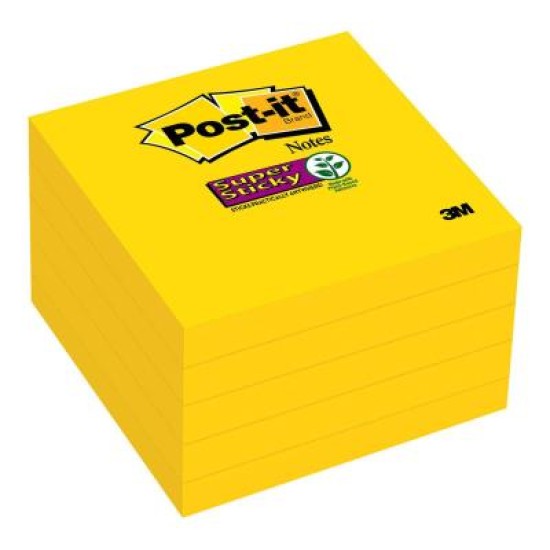 Post-it Super Sticky Notes 654-5SSY 76x76mm Yellow, Pack of 5