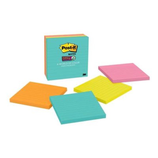 Post-it Super Sticky Notes 675-4SSMIA 101x101mm Miami, Pack of 4