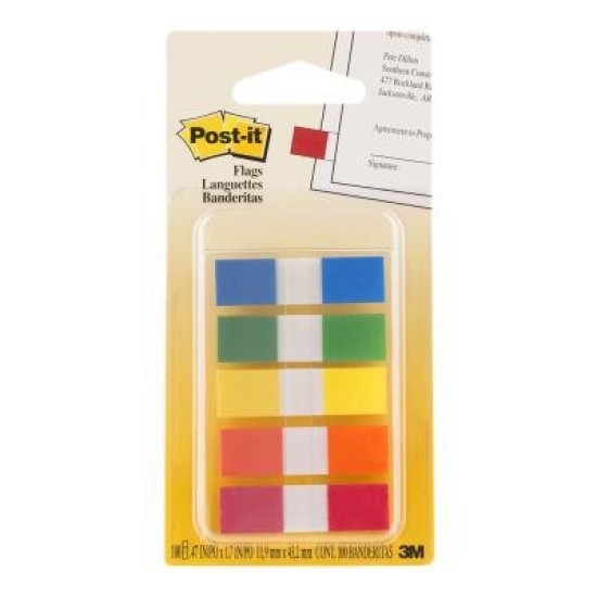 Post-it Flags 683-5CF 12x43mm Primary, Pack of 5