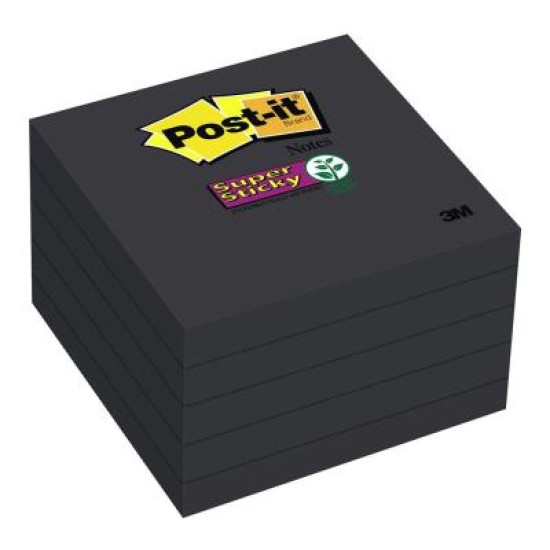 Post-it Super Sticky Notes 654-5SSSC 76x76mm Black, Pack of 5