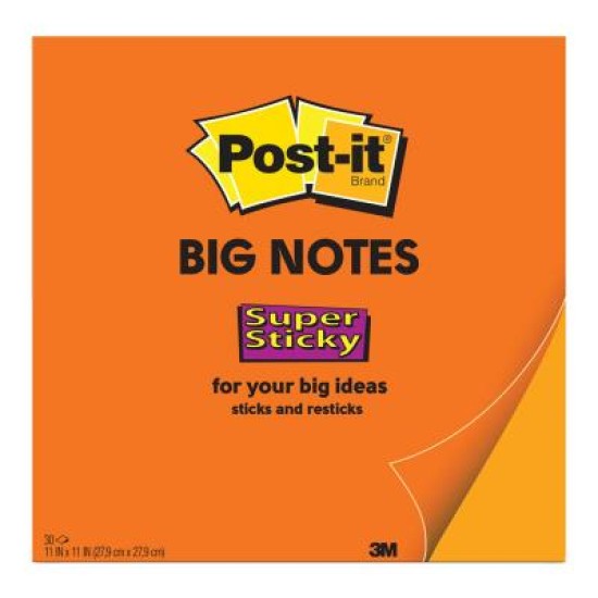 Post-it Super Sticky Big Notes BN11 Orange 279x279mm 30 sheet pad