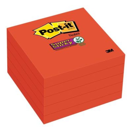 Post-it Super Sticky Notes 654-5SSRR 76x76mm Red, Pack of 5