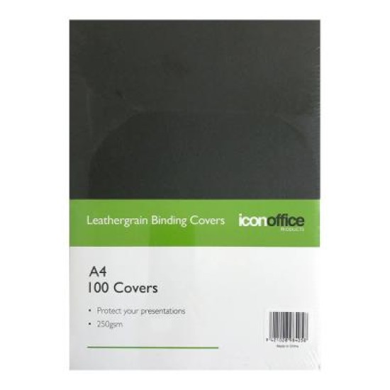 Icon Binding Covers A4 Black 250gsm, Pack of 100