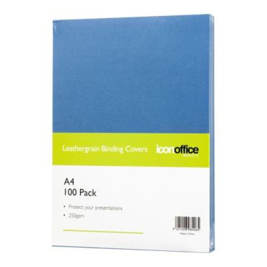 Icon Binding Covers A4 Blue 250gsm, Pack of 100