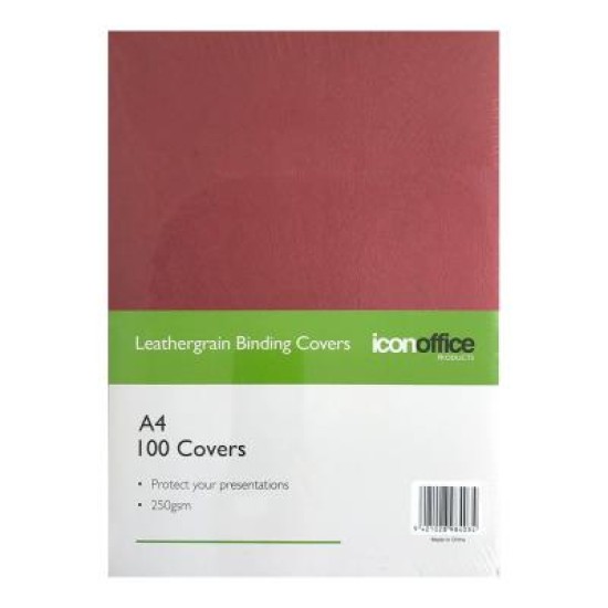 Icon Binding Covers A4 Red 250gsm, Pack of 100