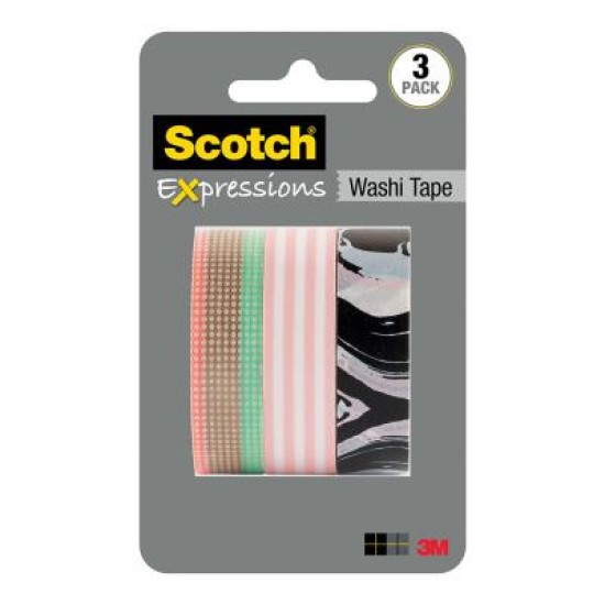 Scotch Washi Tape C317-3PK-SPGFL Spring 15mmx10m, Pack of 3