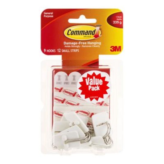 Command Hook 17067 Small White Wire Value, Pack of 9