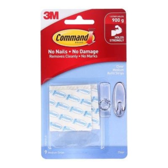 Command Refill Strips 17021CLR Medium Clear, Pack of 9
