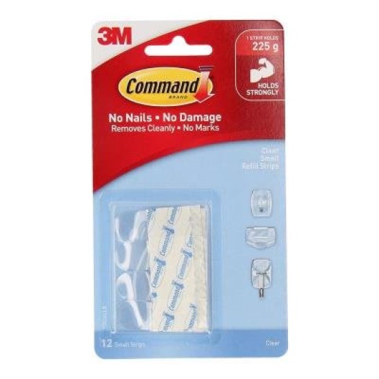 Command Refill Strips 17024CLR Small Clear, Pack of 12