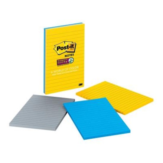 Post-it Super Sticky Lined Notes 660-3SSNY 101x152mm New York, Pack of 3