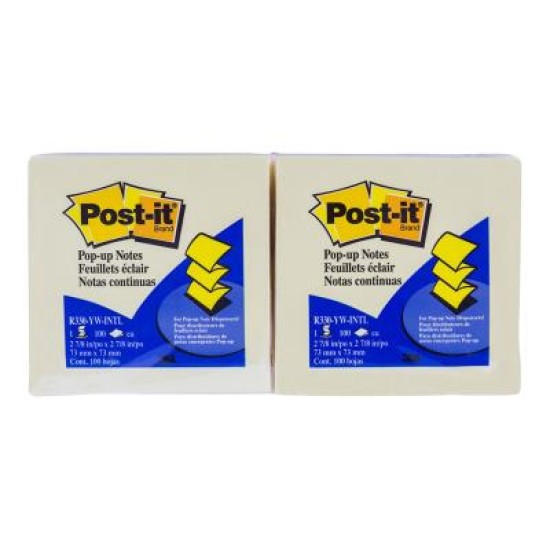 Post-it Pop-Up Notes R330-RP-12YW 76x76mm Yellow, Pack of 12